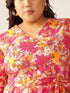 Plus Size Multicolor Pure Cotton Floral Printed A-line Dress